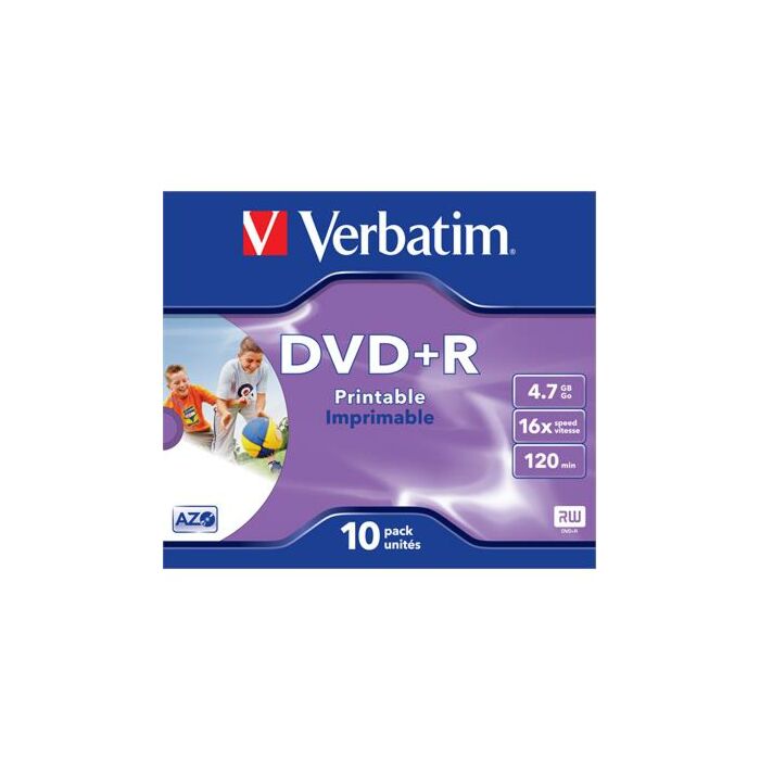Verbatim - 4.7GB DVD+R (16x) - Printable Jewel Case
