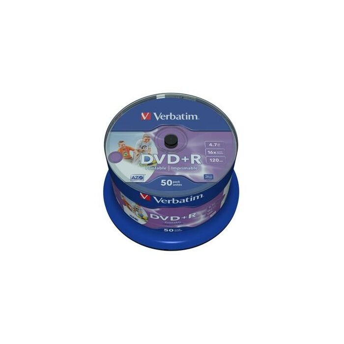 Verbatim - 4.7GB DVD+R (16x) - Printable No ID Spindle