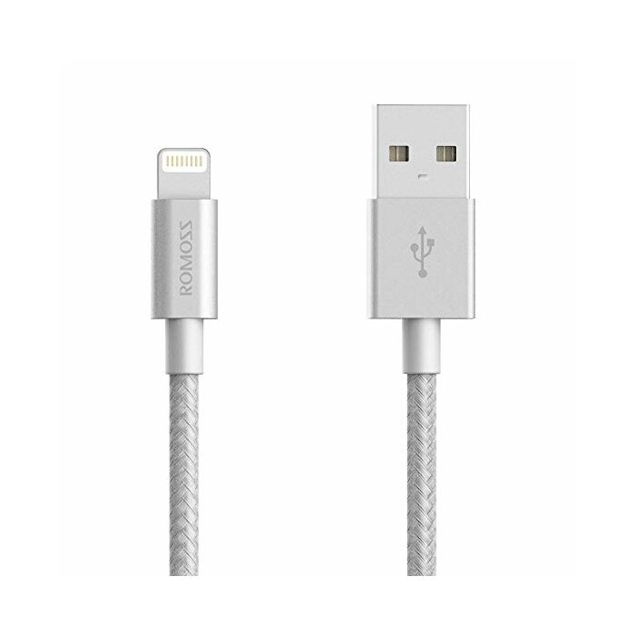 Romoss Lightning to USB Nylon Braided 1m Cable Silver
