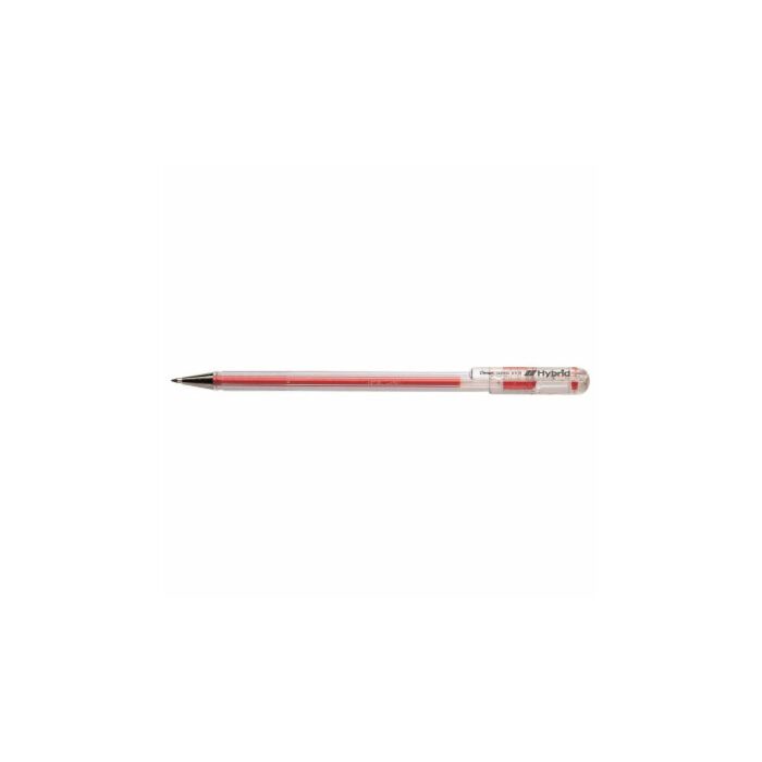 Pentel K105 Hybrid Roller 0.6mm Rolller Pen Crystal Body Red Box-12