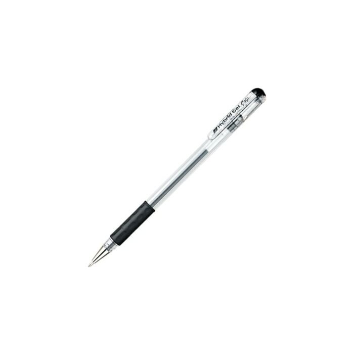 Pentel K118 Hybrid Gel Grip 0.8mm Roller Pen Crystal Body Black Box-12