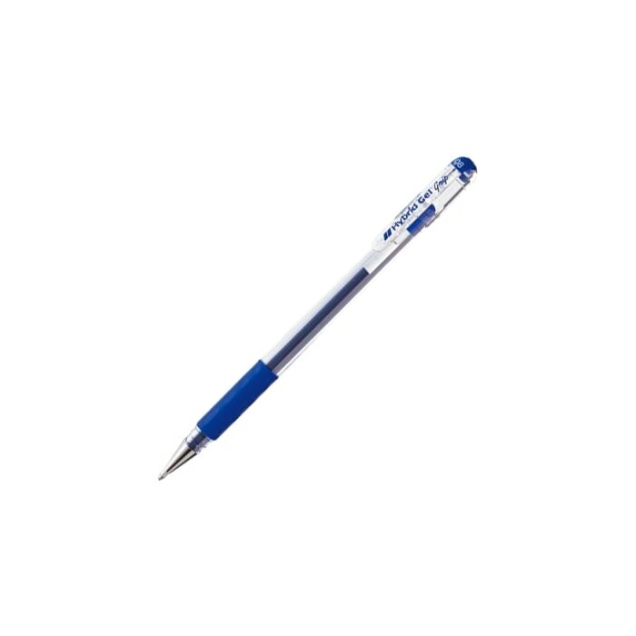 Pentel K118 Hybrid Gel Grip 0.8mm Roller Pen Crystal Body Blue Box-12