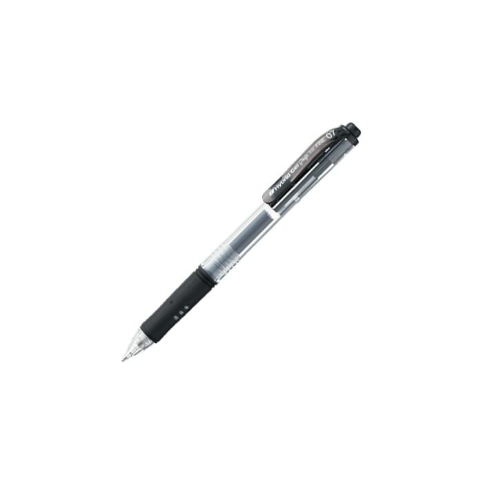 Pentel K157 Hybrid Gel Retractable 0.7mm Roller Pen Crystal Body Black Box-12