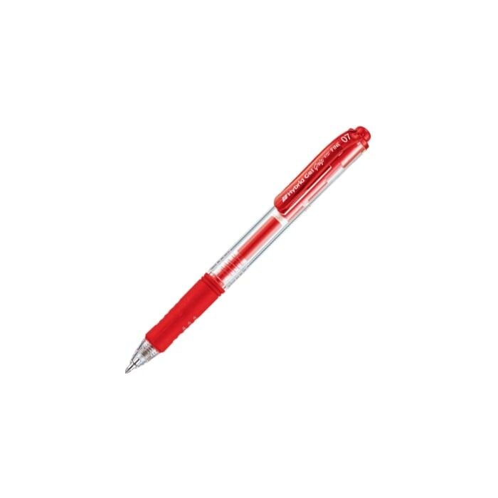 Pentel K157 Hybrid Gel Retractable 0.7mm Roller Pen Crystal Body Red Box-12