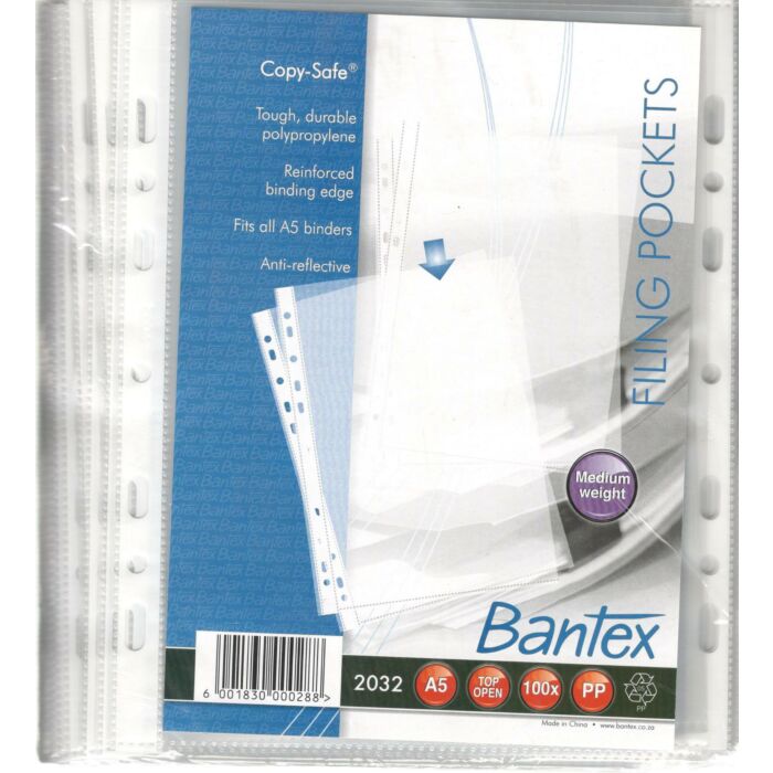 Bantex A5 Filling Pockets 80 micron Pkt 100