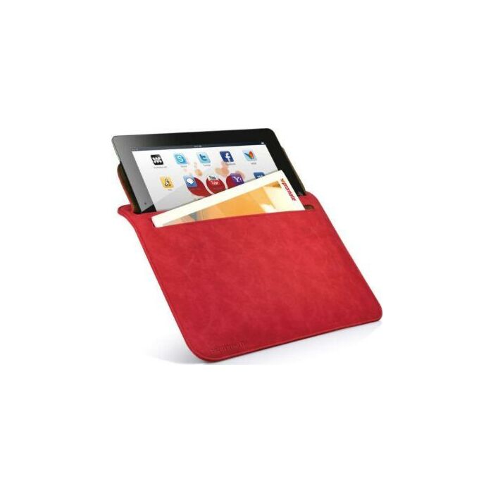 Premium protective horizontal shamwa leather case with extra pocket For iPad 2- The New iPad Red