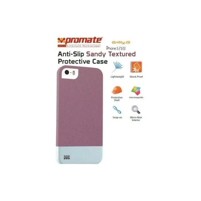 Promate Gritty-I5 Anti-Slip Sandy finishing protective case-for Iphone 5/5s-Maroon