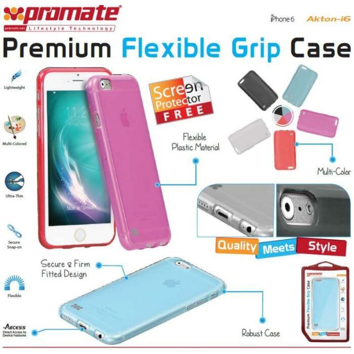 Promate Akton-i6 Multi-colored flexi-grip designed case for iPhone 6 Colour Black