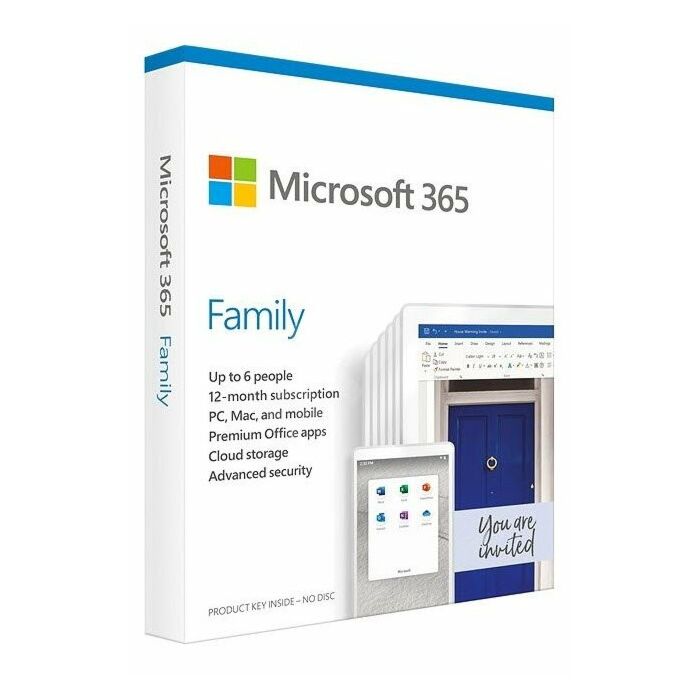 Microsoft 365 Family 1 Year Household Subscription - Fully Packaged Product