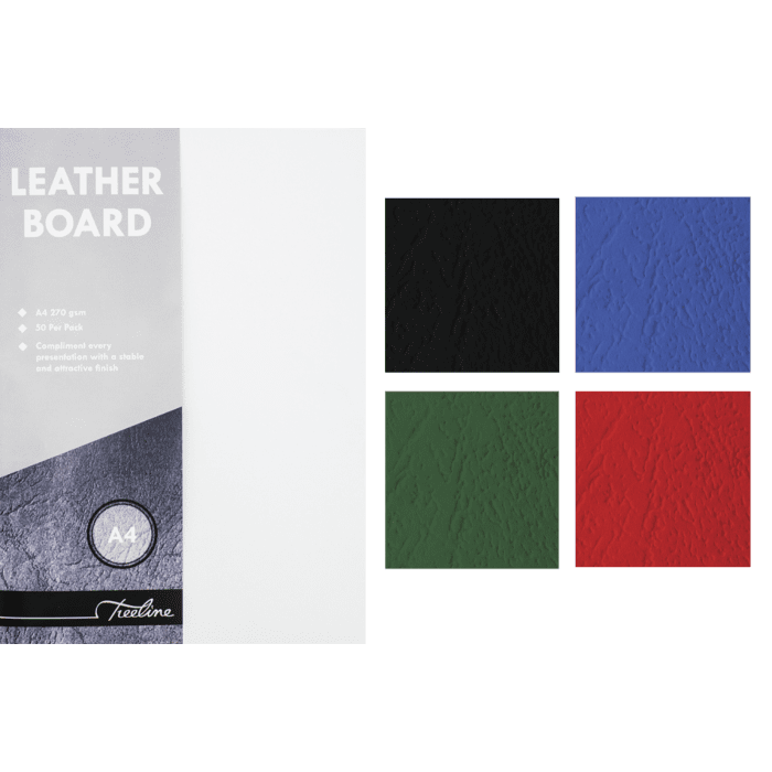 Treeline A4 270gsm Leather Grain Board Black Pkt-100