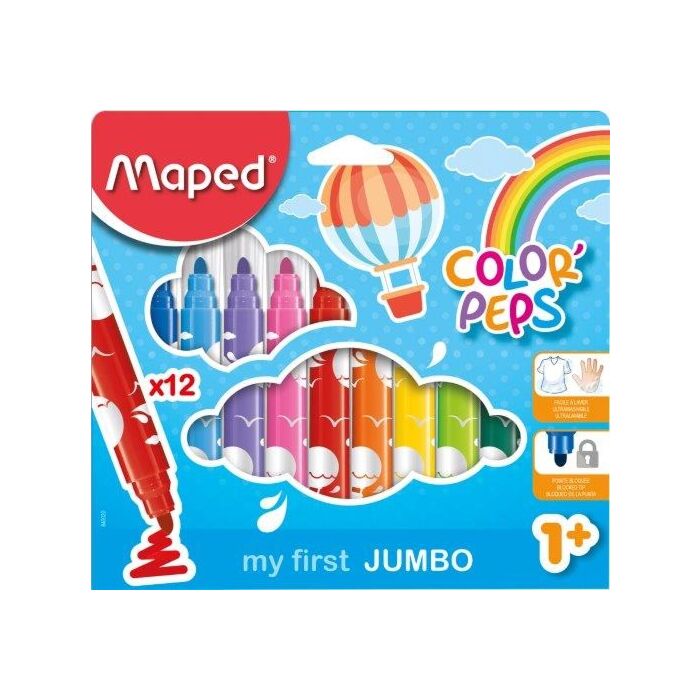 MAPED My First Jumbo Felt Tip 12 Assorted Colours (Box-12)