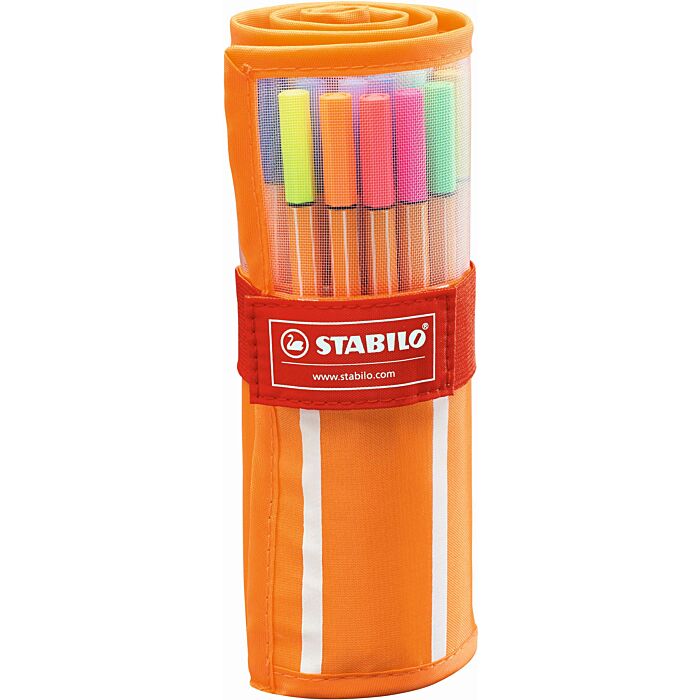 STABILO Point 88 Fineliner Assorted Orange/White Striped Rollerset 30s (Pack of 5)
