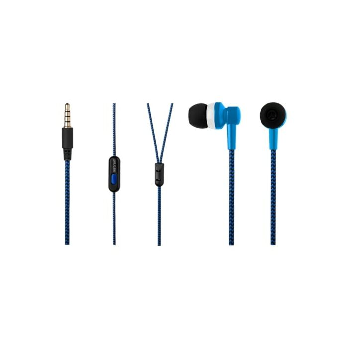 Astrum EB250 stereo earphone with in-wire microphone Blue 2 Pack