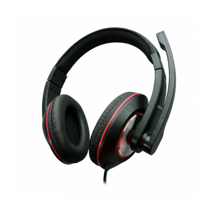 Astrum HS230 Stereo Headphone + Fix Mic Red