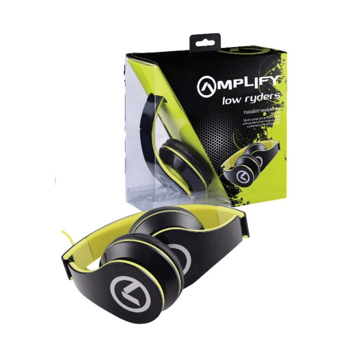 Amplify Headphones Low Ryders with Mic Black and Green