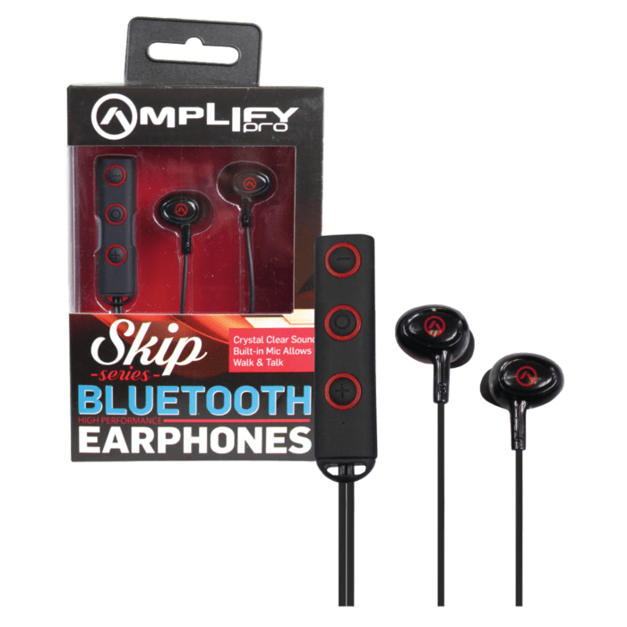 Amplify Pro Skip Series Bluetooth Earphones Black and Red