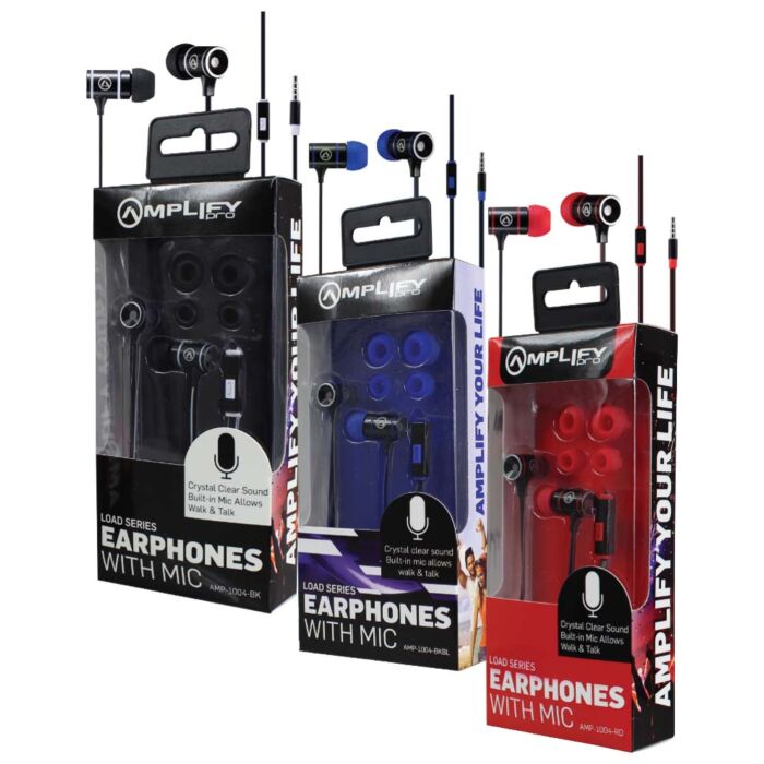 Amplify Pro Load Series Earphones with Mic Black and Blue