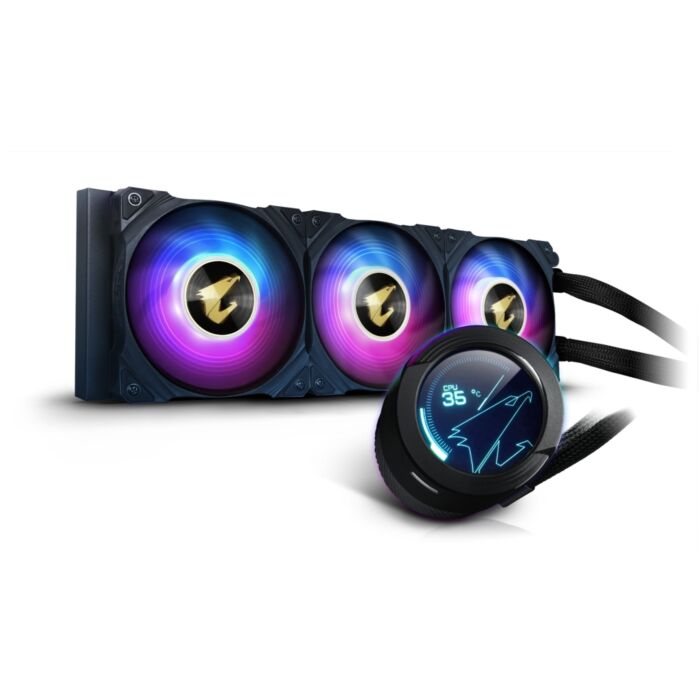 Aorus WaterForce X 360 All-in-One Liquid Cooler with circular ARGB Display