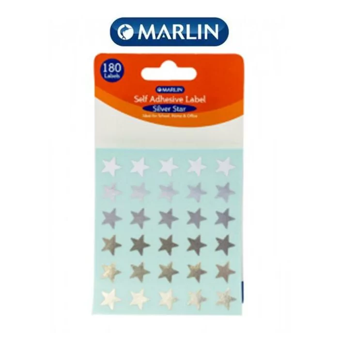 Marlin Self Adhesive Labels 180 Silver stars