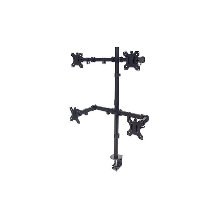 Manhattan Universal Four Monitor Mount with Double-Link Swing Arms - Holds Four 13