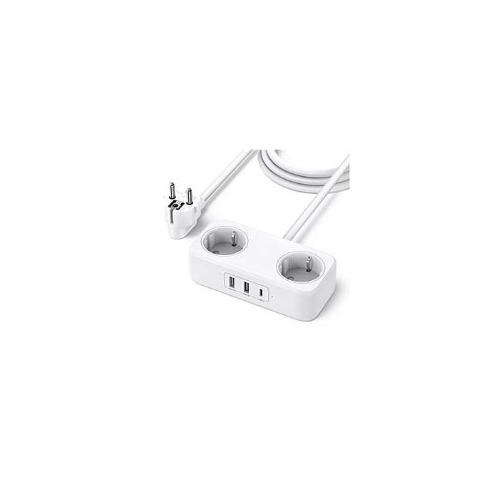 Ugreen Power Strip Extension Power Cord - With 2x USB Ports