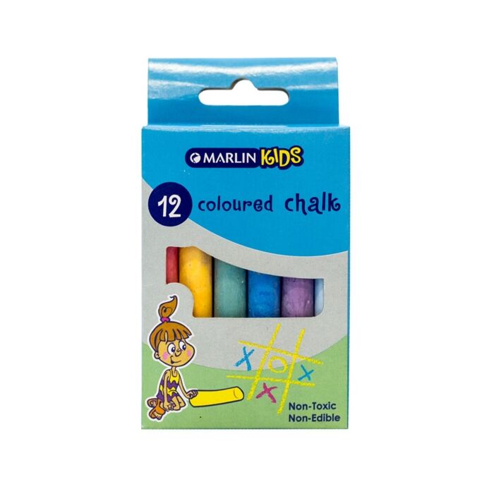 Marlin Kids Coloured Chalk Pack of 12 Non-Toxic 
