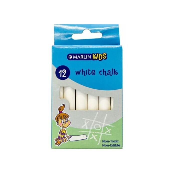 Marlin Kids White Chalk Pack of 12 Non-Toxic 