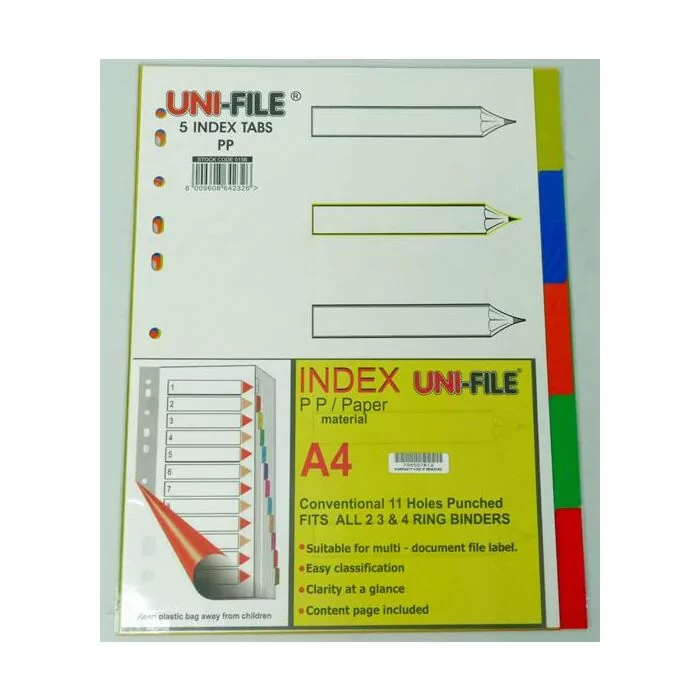 Uni-File A4 File Divider Plastic Tab 1- 5 