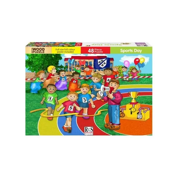 RGS 48 Piece A4 Wooden Puzzle Sports Day-Interlocking Pieces 210 x 297mm
