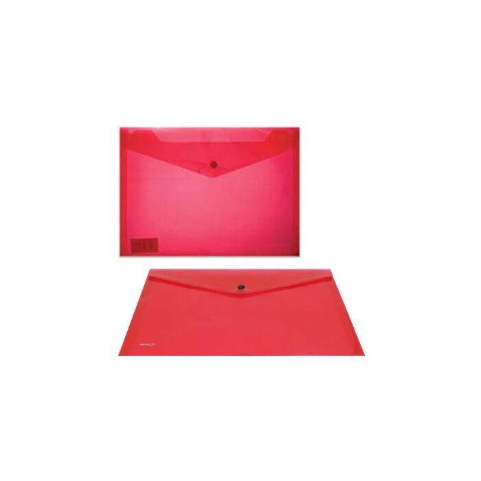 Marlin A4 Red Carry Folder with Press Stud on Flap Pack of 5- PVC Material 180 Micron