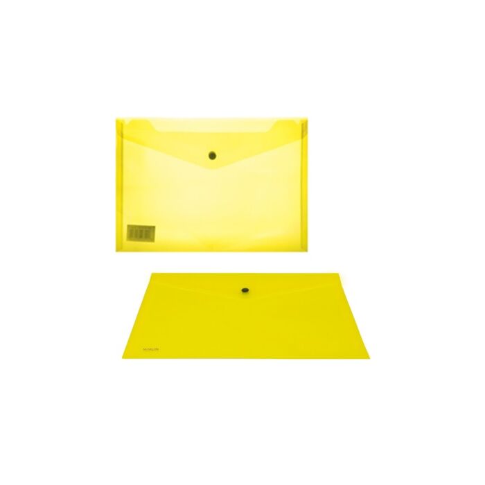 Marlin A4 Yellow Carry Folder with Press Stud on Flap Pack of 5- PVC Material 180 Micron