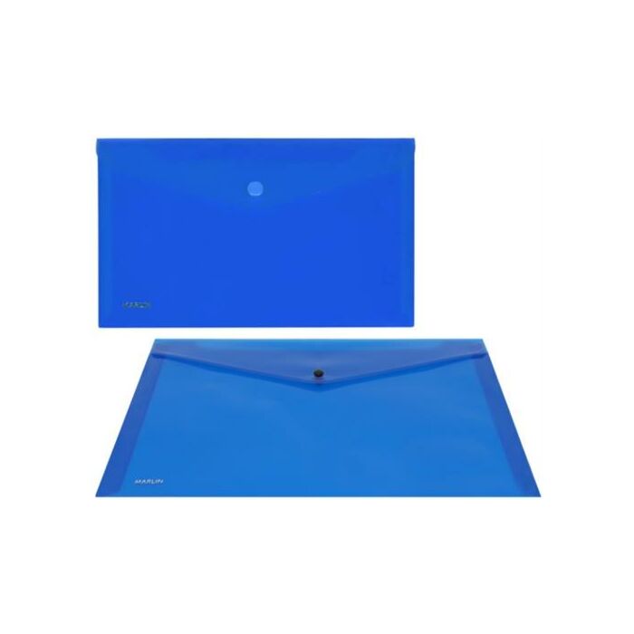 Marlin A4 Blue Carry Folder with Press Stud on Flap Pack of 5- PVC Material 180 Micron