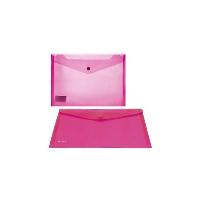Marlin A4 Pink Carry Folder with Press Stud on Flap Pack of 5- PVC Material 180 Micron