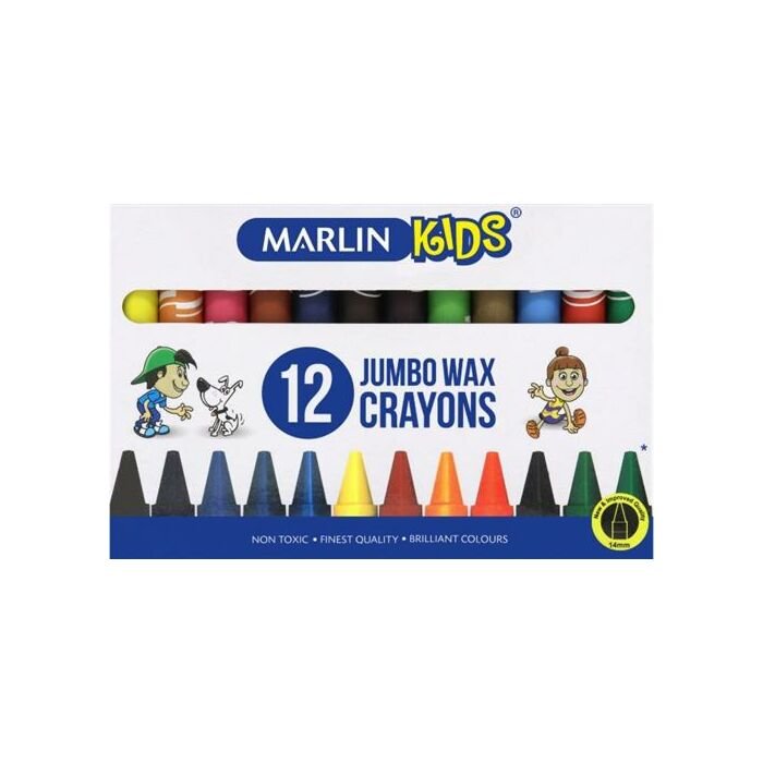 Marlin Kids Jumbo Wax Crayons 14mm ( Pack of 12 )