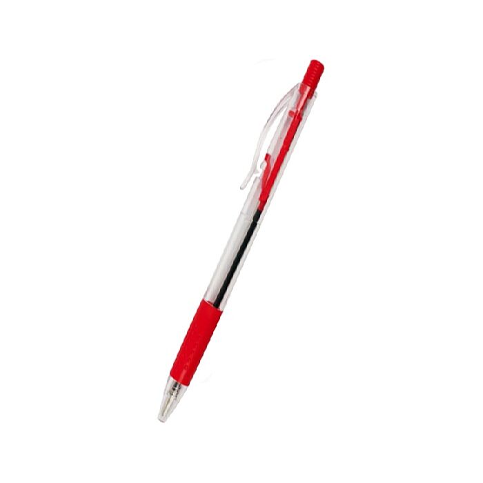 Foska Ballpoint Pen Push Type Retractable Single Red- 1.0mm Point 