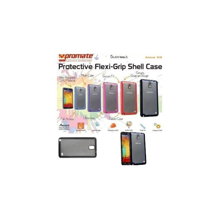 Promate Amos N3 Protective flexi-grip designed shell case for Samsung Note 3 Colour:Black