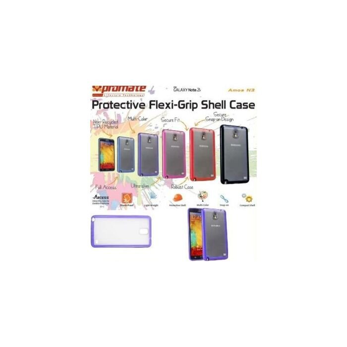 Promate Amos N3 Protective flexi-grip designed shell case for Samsung Note 3 Colour:Purple