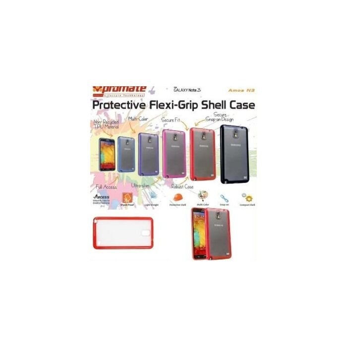 Promate Amos N3 Protective flexi-grip designed shell case for Samsung Note 3 Colour:Red