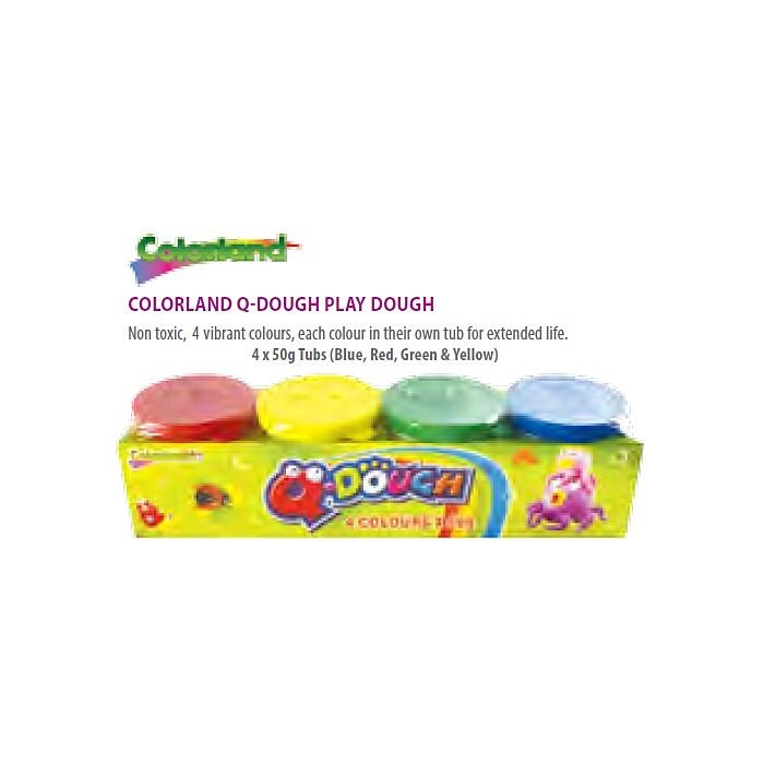 Colorland QDough Non Toxic 4 Vibrant Colours Mini Play Dough In Own Tubs- 4 Vibrant Colours Blue-Red-Green-Yellow