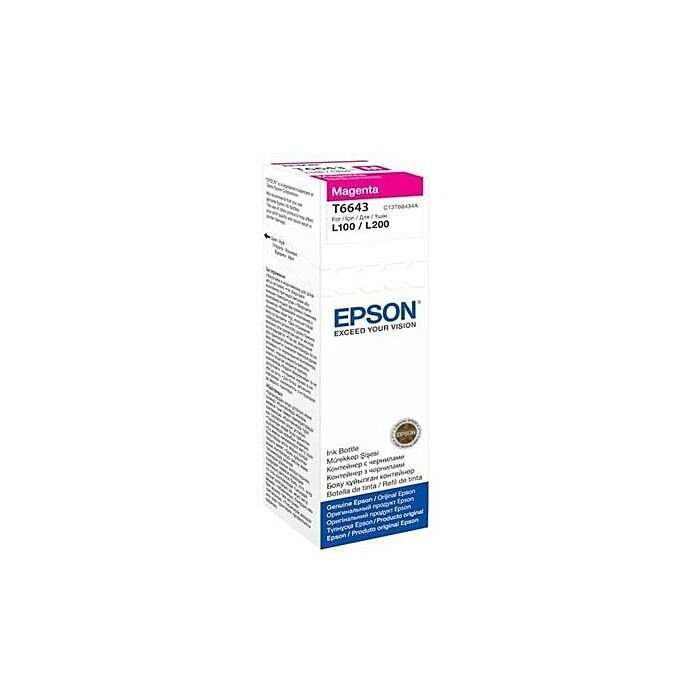Epson T6643 Magenta Ink Bottle 70ml For L110 L300 L210 L355 L550