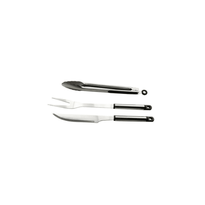 Alva 3piece Stainless Steel BBQ Tool Set - 39cm tongs with silicone grip