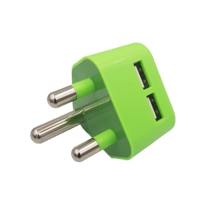 Whizzy Dual USB Port 3 Pin Wall Charger-Plugs Directly Into South African 3-Pin Electrical Wall