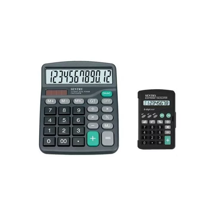 Sentry Twin Pack Home and Office Calculators - 12 Digit Desk Top Calculator and 8 Digit Pocket Calculator