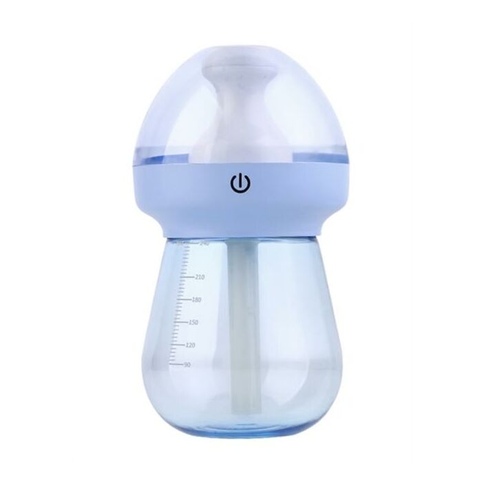 CaseyMilk Feeding Bottle Shaped Multifunctional Portable 240ml USB Humidifier Air Purifier Mist Maker with LED light For Home Office and Car-Blue Retail Box No warranty