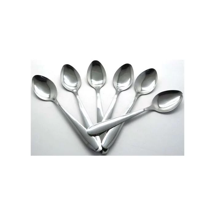 Casey Catering 6 Piece Stainless Steel Dinner Tea Spoons Set Plain Design Printed On Handle Retail Box No Warranty