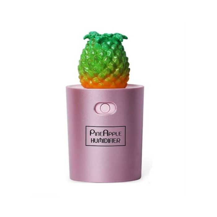 CaseyPineapple Shaped Multifunctional Portable 130ml USB Humidifier Air Purifier Mist Maker with LED light For Home Office and Car-Pink Retail Box No warranty