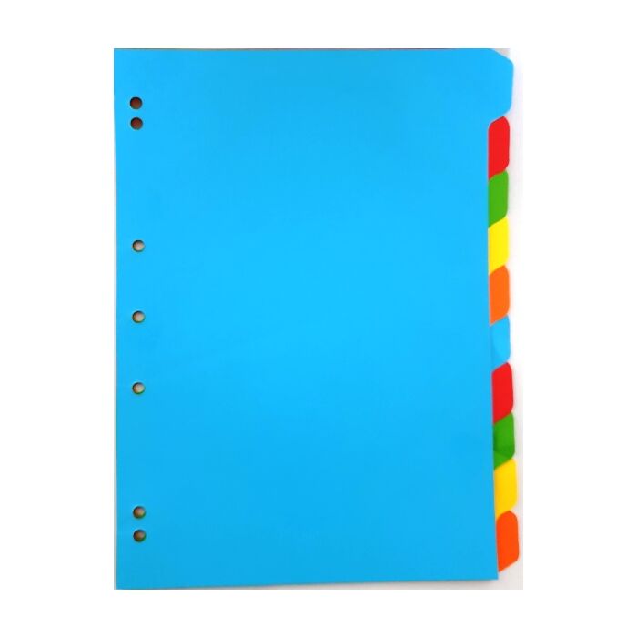 Brainware Filedex A4 Board Dividers Unmarked Multicolour Punched Holes 10 Cut Tabs- Size: 297x225mm Multicolour Sheets Retail Packaging