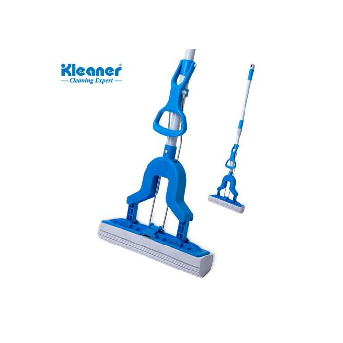 Kleaner Magic Wringer Roller Flat Mop with PVA Sponge and Metal handle