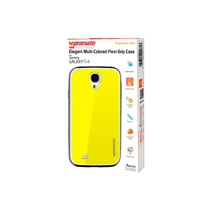 Promate Karizmo-S4 Elegant Flexi-Grip Case for Samsung Galaxy S4-Yellow Retail Box 1 Year Warranty