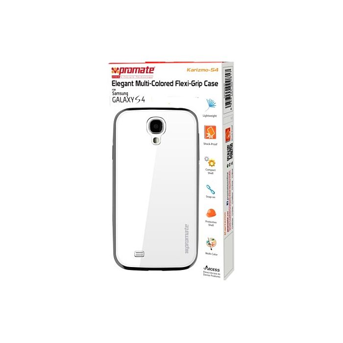Promate Karizmo-S4 Elegant Flexi-Grip Case for Samsung Galaxy S4-White Retail Box 1 Year Warranty
